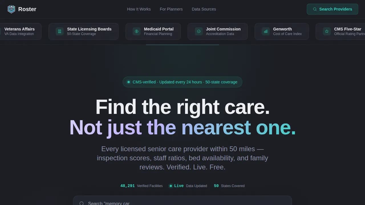 Roster — Comprehensive Elderly Services Landing Page Template