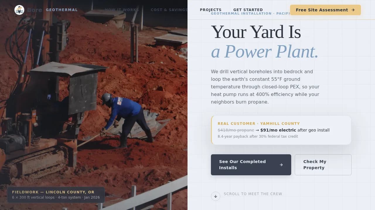 Thermal — Deep Geothermal Installation Landing Page Template