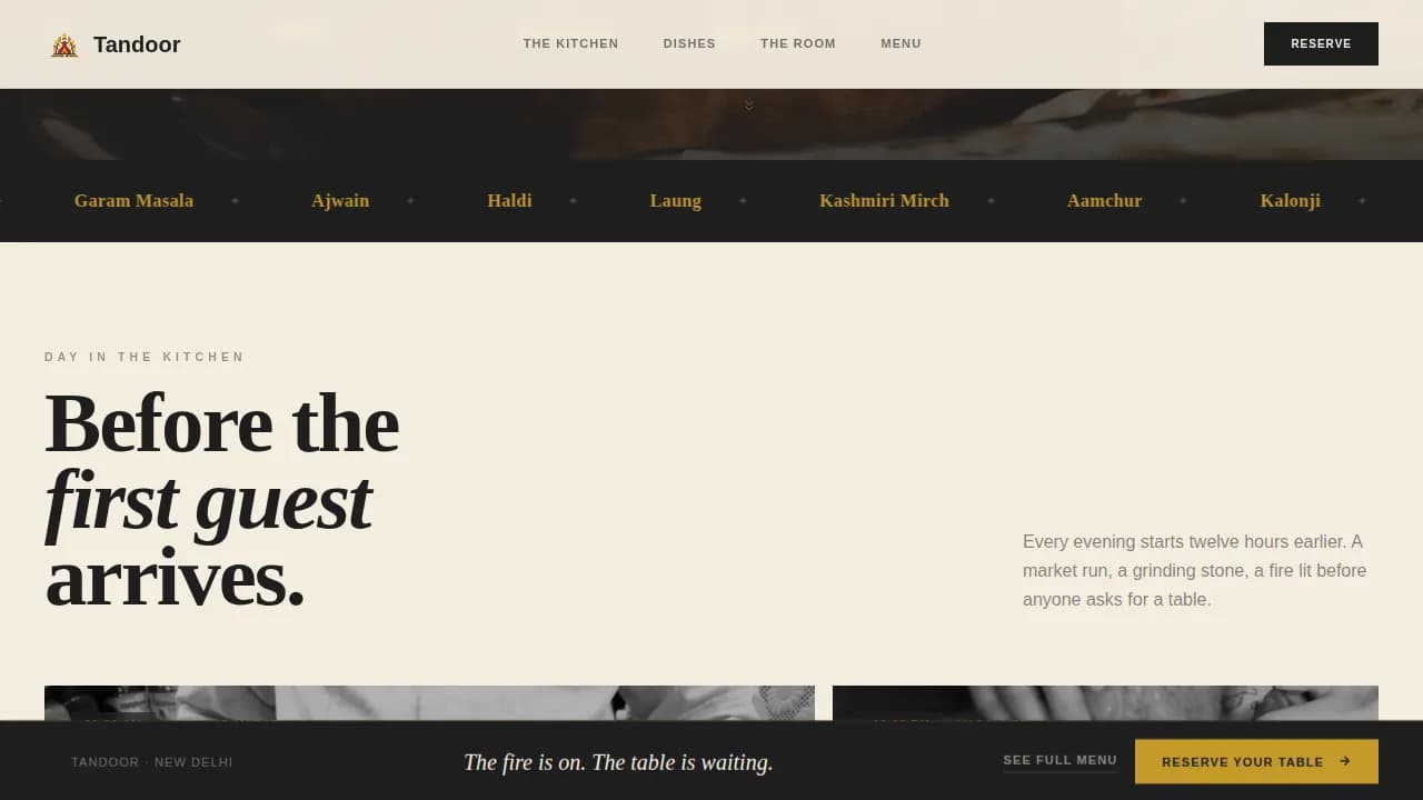Flame — Gourmet South Asian Bistro Landing Page Template