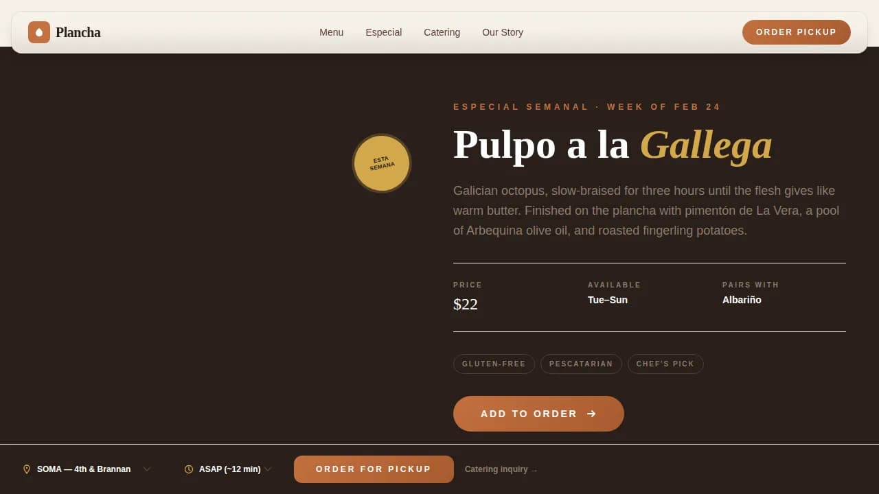 Sear — Premium Iberian Kitchen Landing Page Template