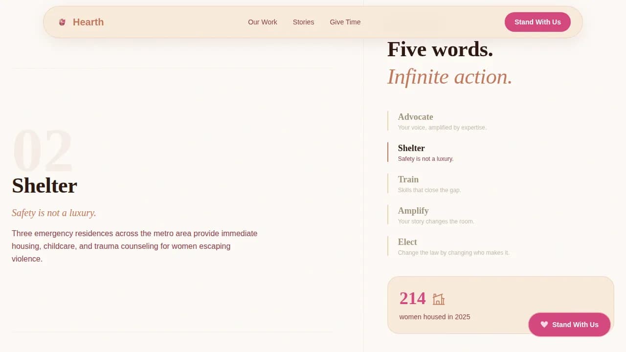 Hearth - Warm Community Advocacy Landing Page Template