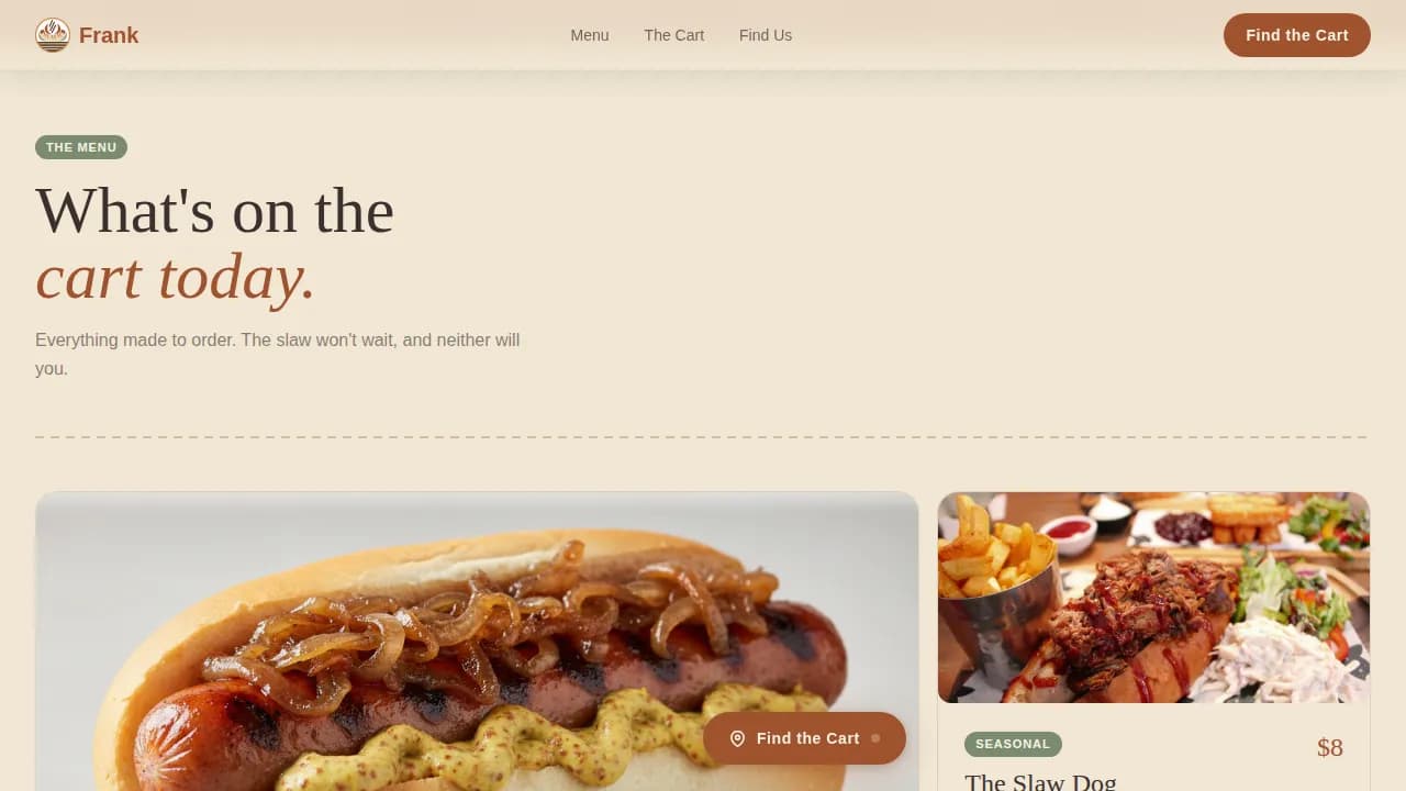 Frank — Authentic Street Food Landing Page Template