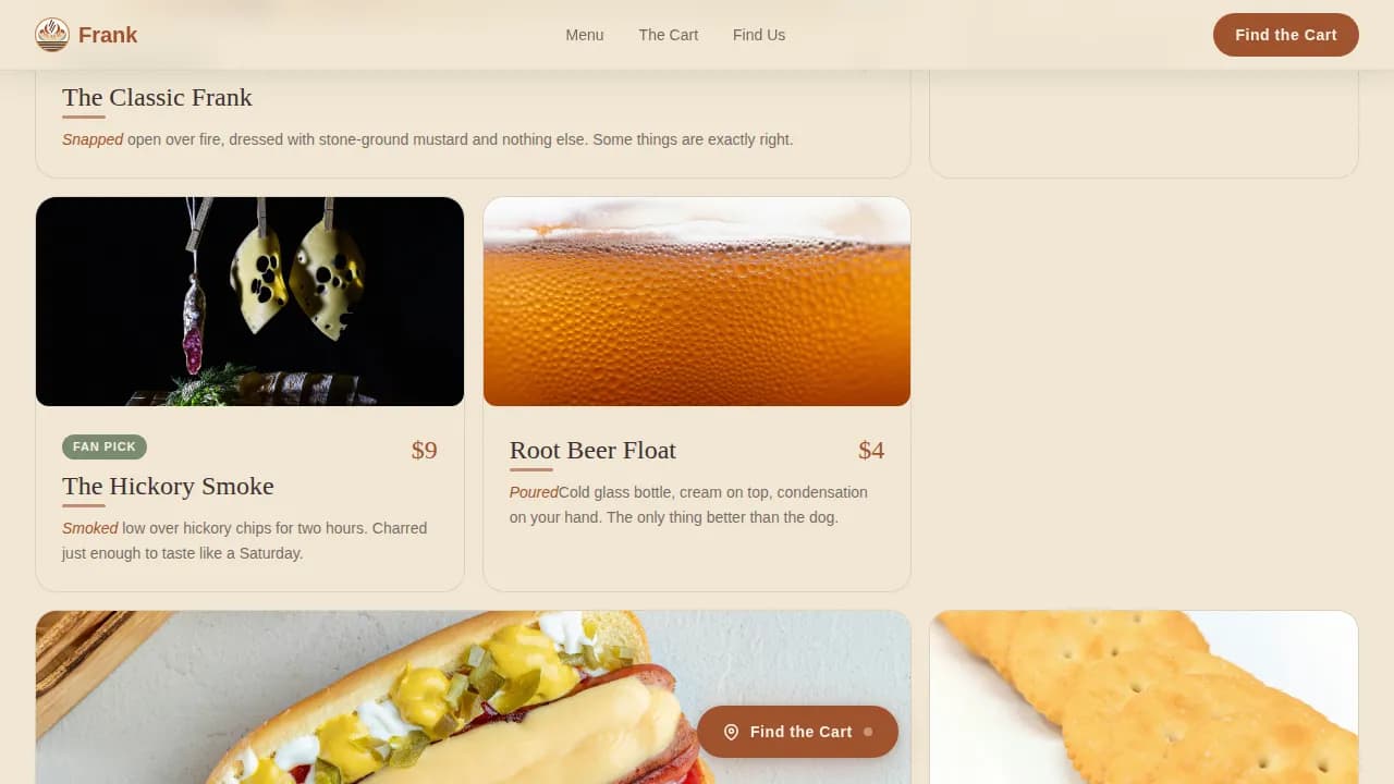Frank — Authentic Street Food Landing Page Template