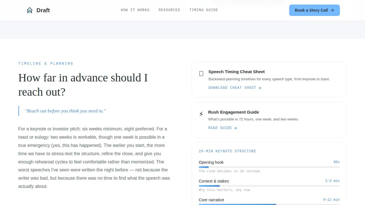 Speechwriter Booking Website Template
