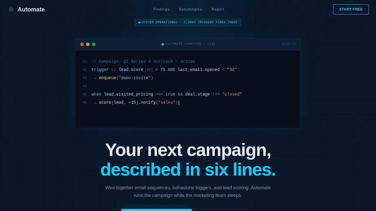 Automate - Intelligent Campaign Automation SaaS Landing Page Template