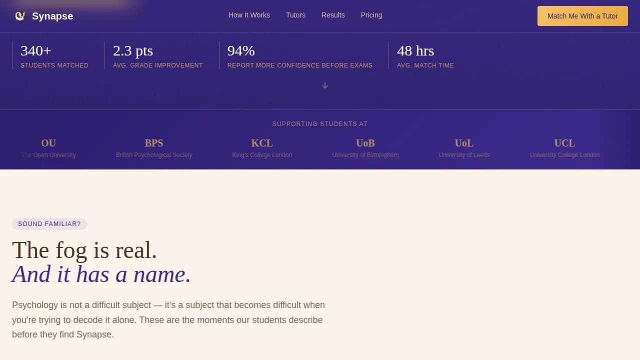 Synapse — Advanced Psychology Coaching Landing Page Template