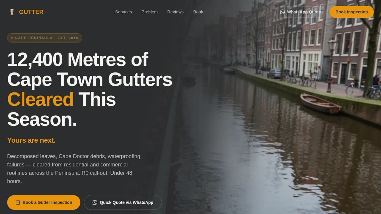 Gutter - Stats-First Booking Landing Page Template