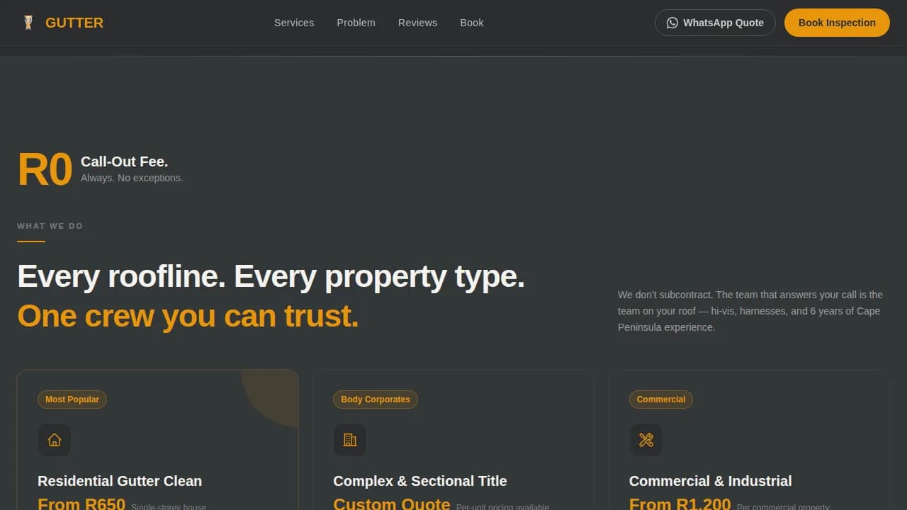 Gutter - Stats-First Booking Landing Page Template