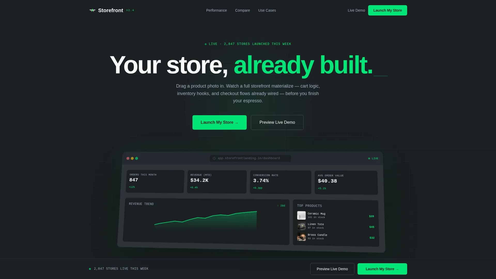 Storefront - Startup Velocity Ecommerce Landing Page Template