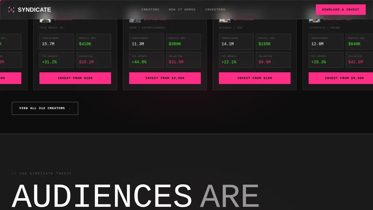 Venture — Bold Creator Investor Landing Page Template