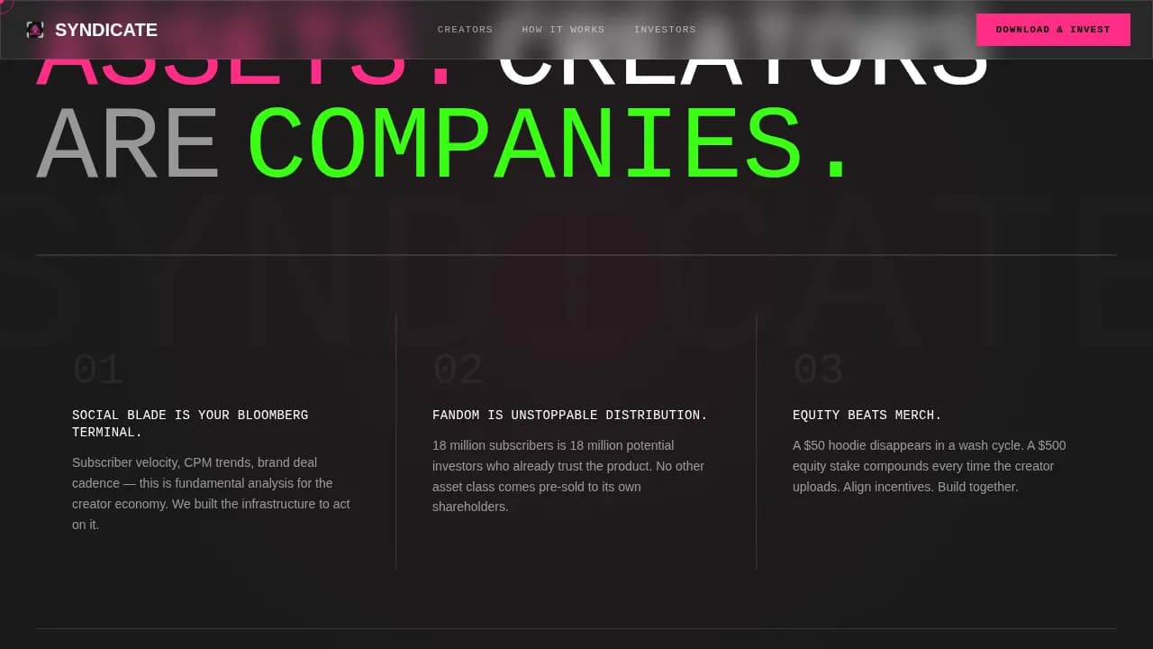 Venture — Bold Creator Investor Landing Page Template