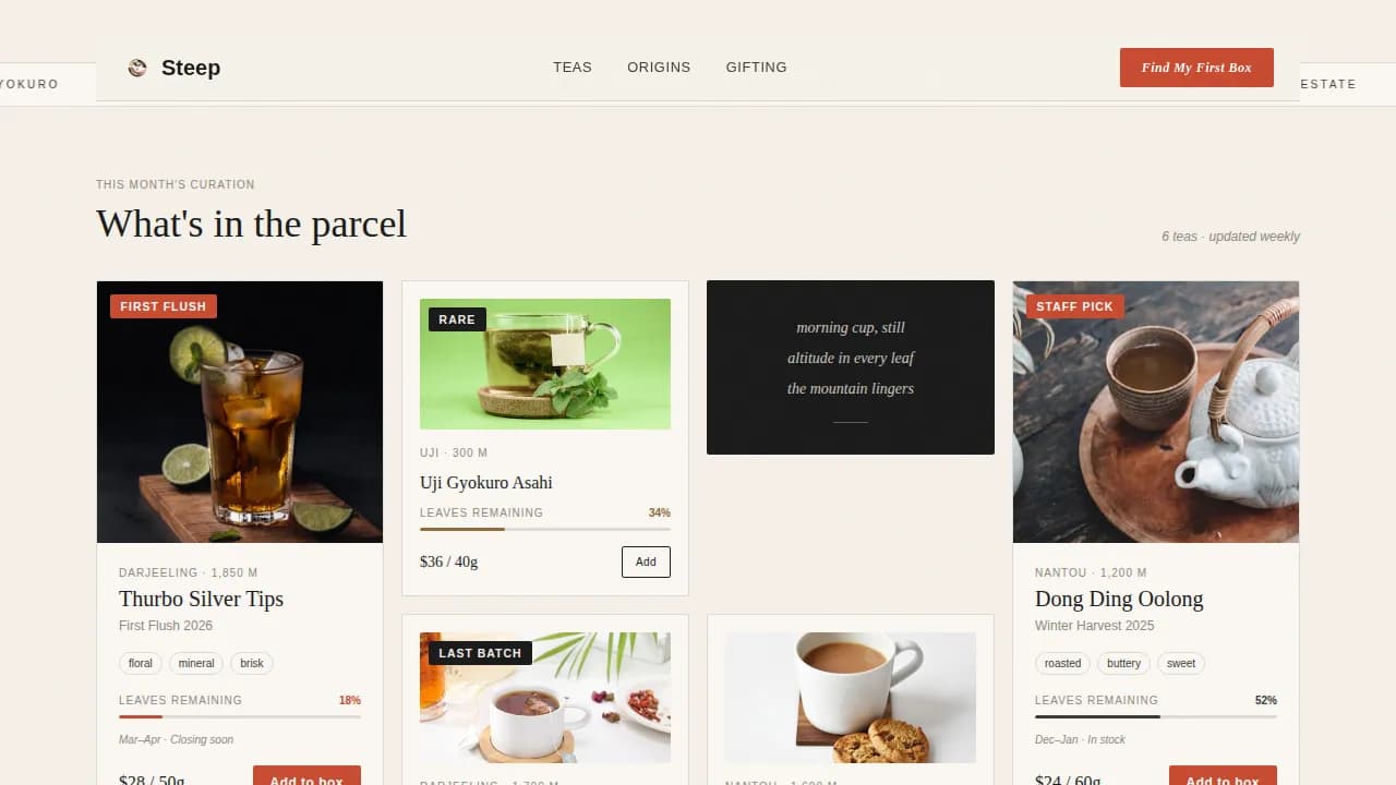 Infuse — Curated Tea Subscription Landing Page Template