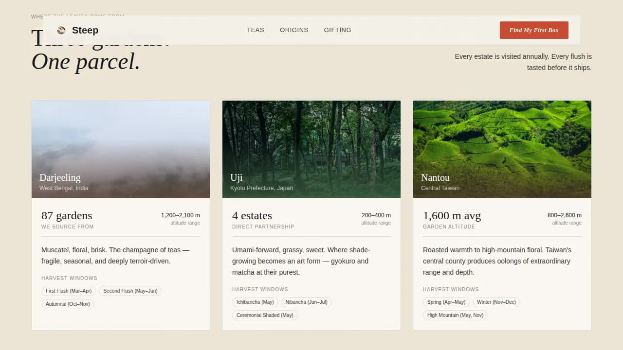 Infuse — Curated Tea Subscription Landing Page Template