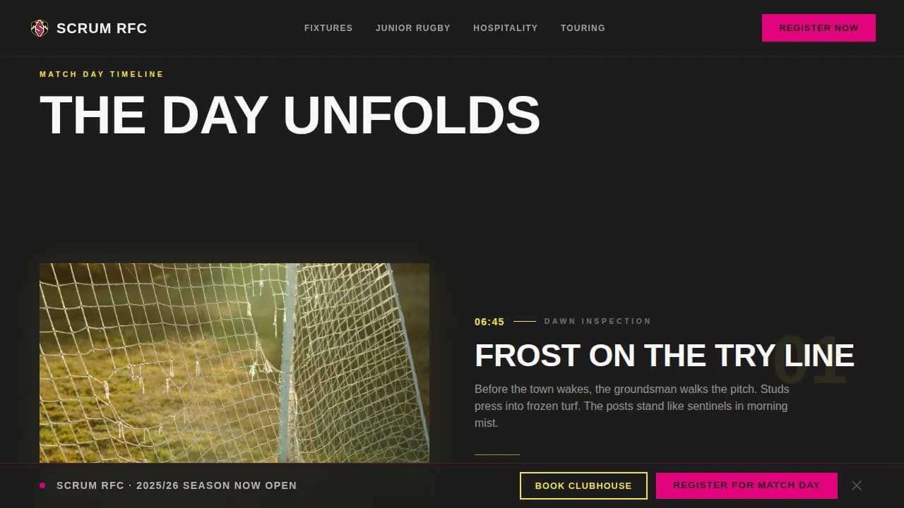 Scrum — Competitive Rugby League Landing Page Template