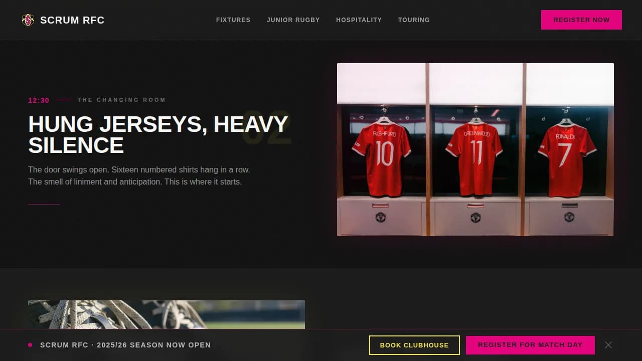 Scrum — Competitive Rugby League Landing Page Template