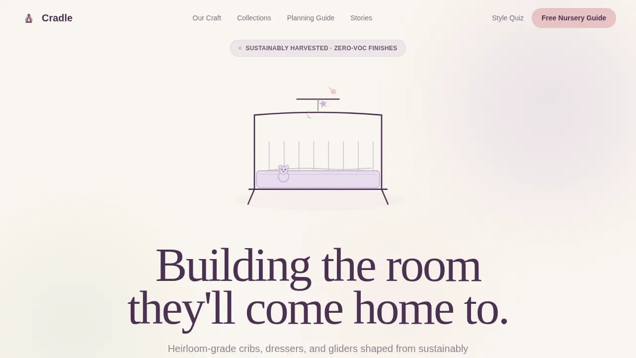 Cradle — Premium Infant Furniture Landing Page Template