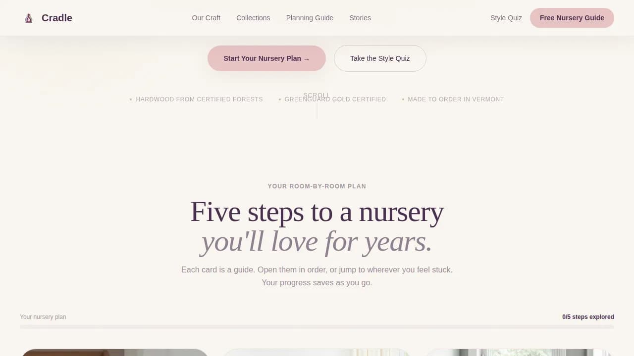 Cradle — Premium Infant Furniture Landing Page Template