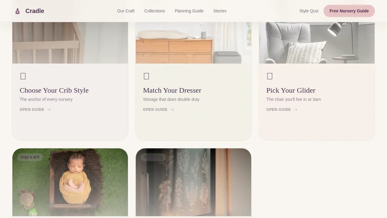 Cradle — Premium Infant Furniture Landing Page Template