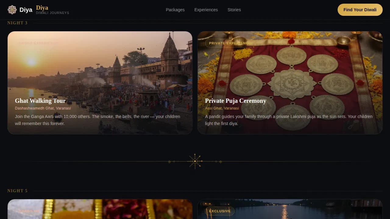 Diya — Exclusive Festival Getaway Landing Page Template