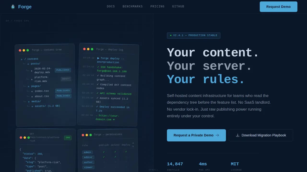 Forge — Enterprise Content Platform Landing Page Template