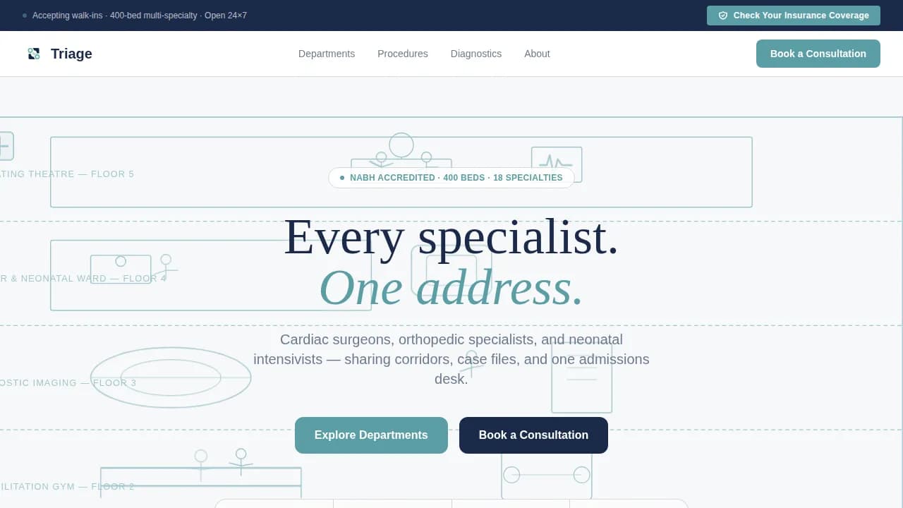 Triage — Comprehensive Healthcare Network Landing Page Template