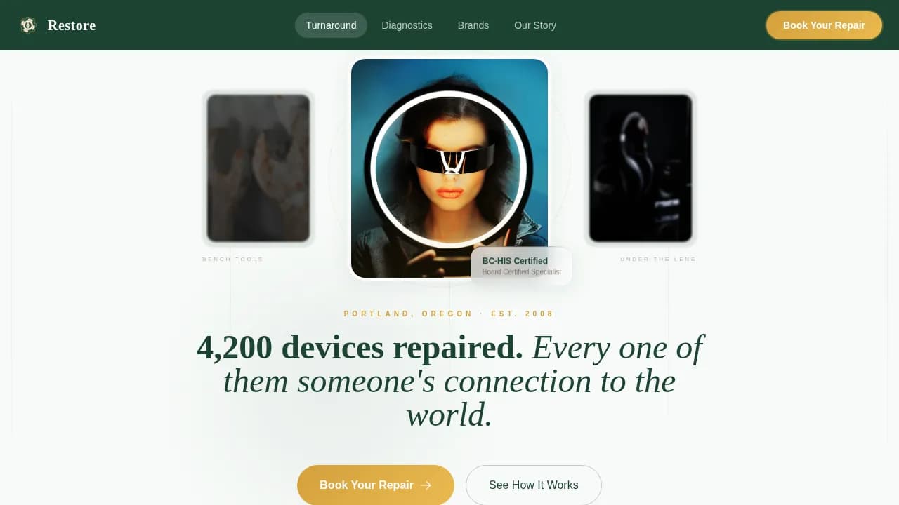 Restore — Expert Auditory Device Service Landing Page Template