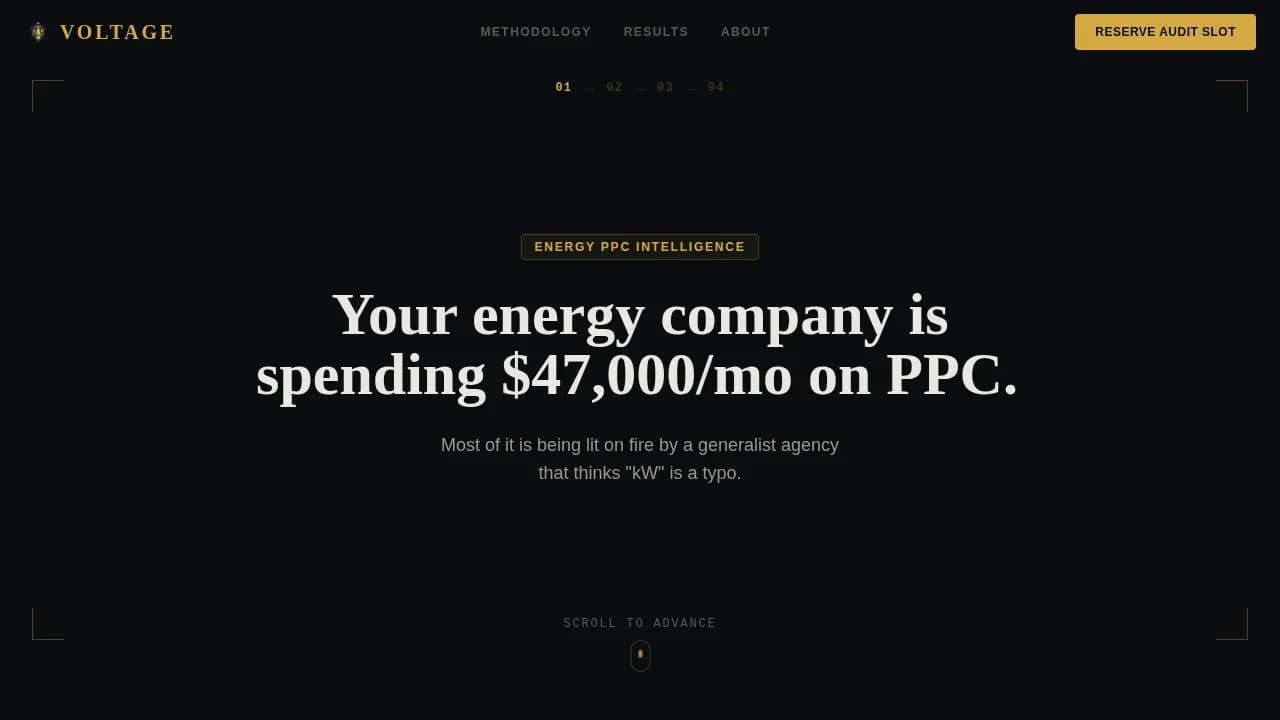 Voltage - High-Conversion Energy PPC Agency Landing Page Template