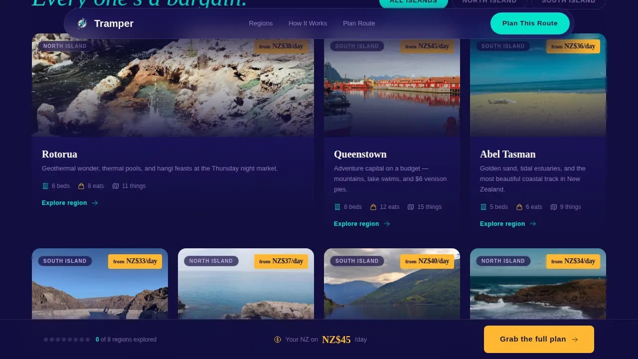 Wander — Affordable Backpacker Landing Page Template