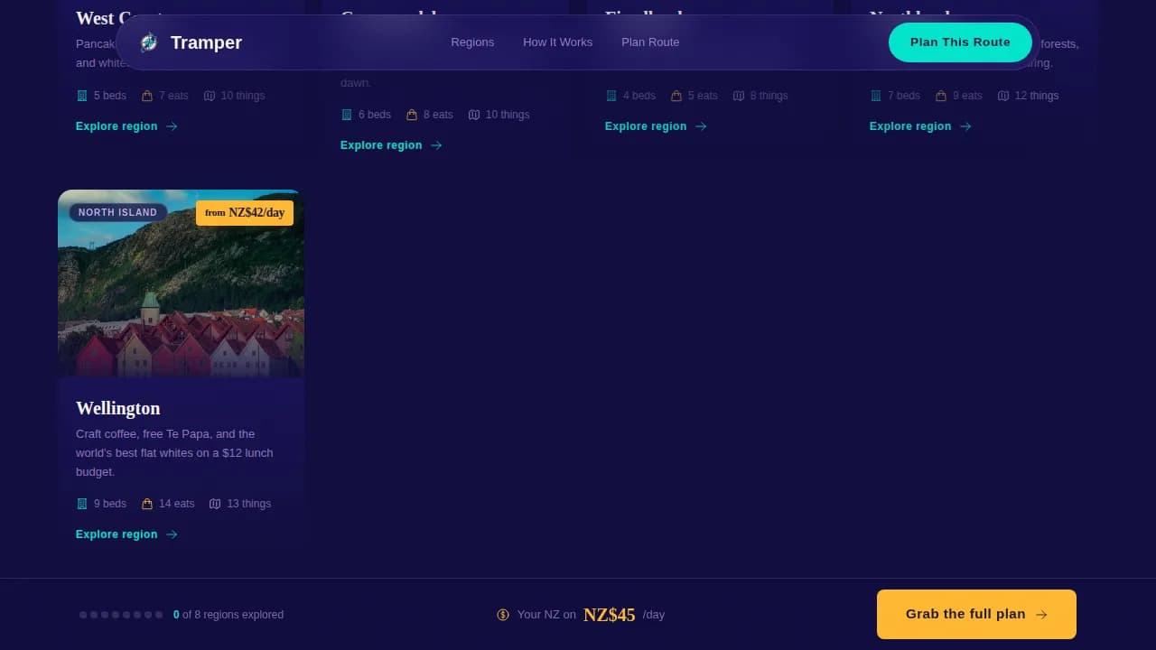 Wander — Affordable Backpacker Landing Page Template