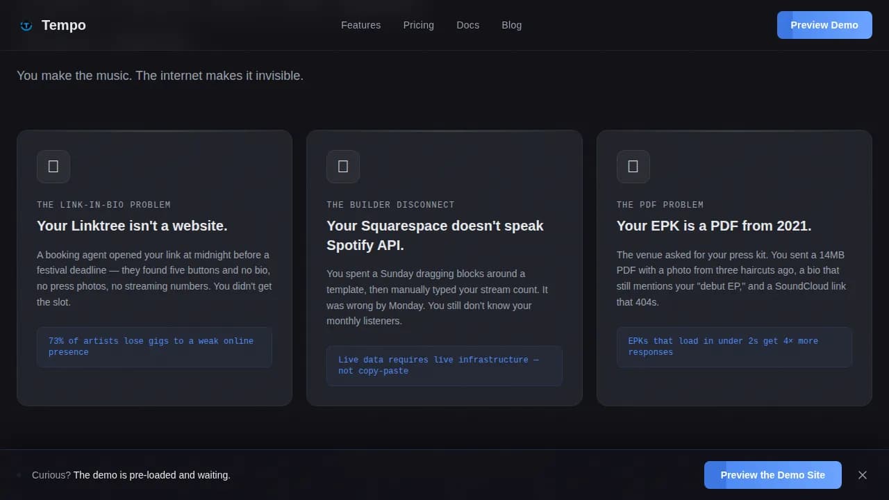 Music Digital Presence Booking Website Template