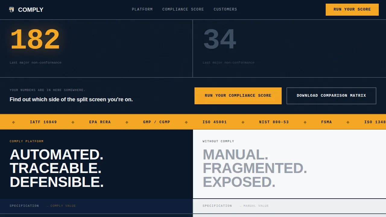 Standard — Trusted Manufacturing Compliance Landing Page Template