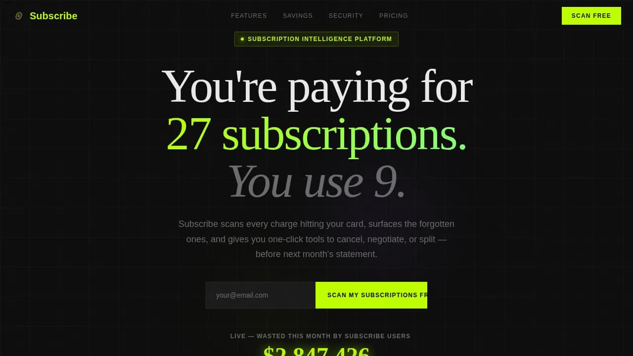 Subscribe - Smart Subscription Management Landing Page Template