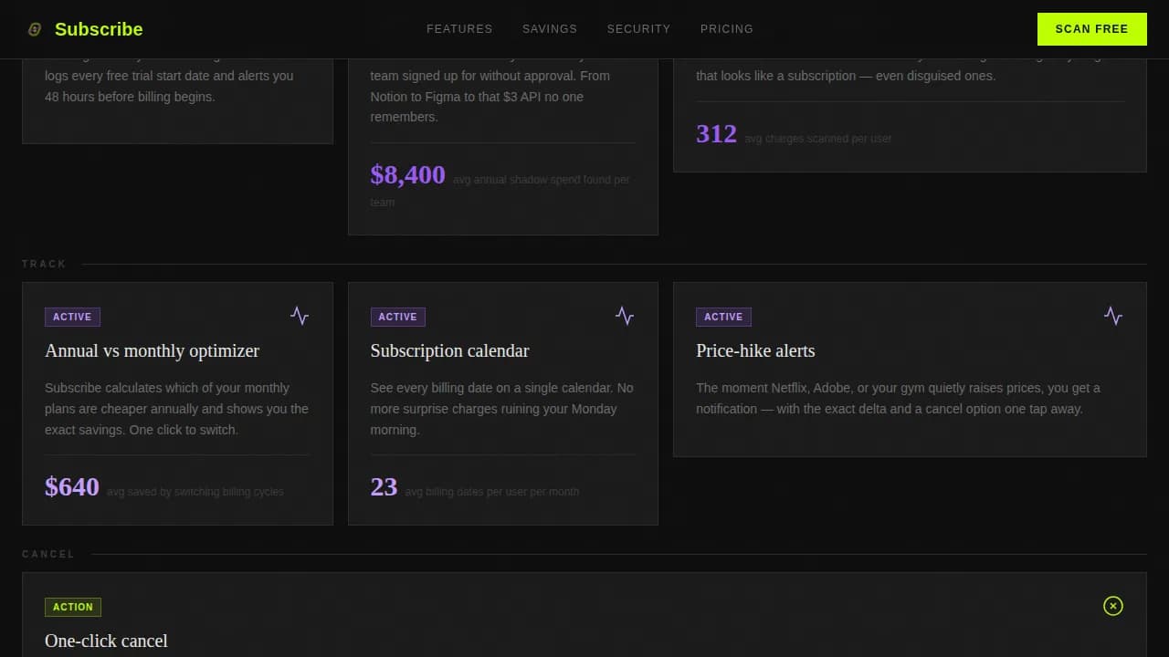 Subscribe - Smart Subscription Management Landing Page Template