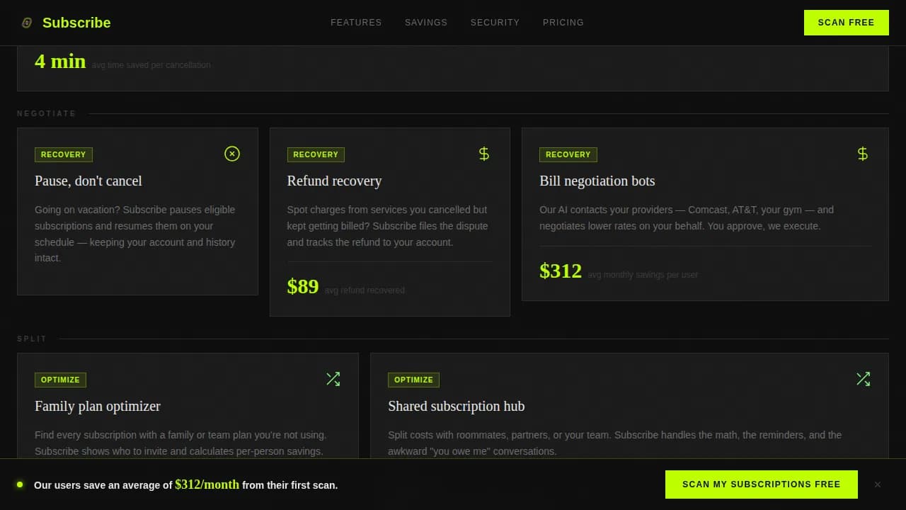 Subscribe - Smart Subscription Management Landing Page Template