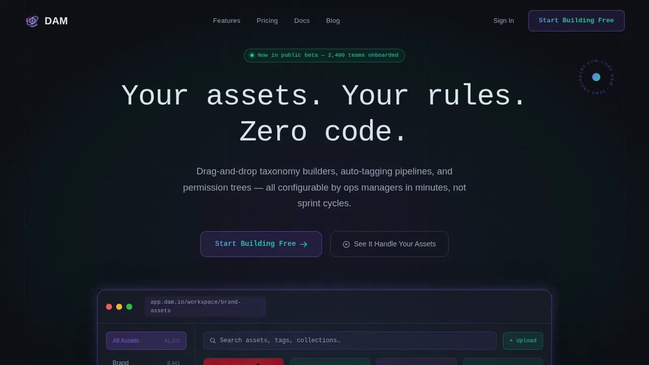 Vault — Intelligent Digital Asset Management Landing Page Template