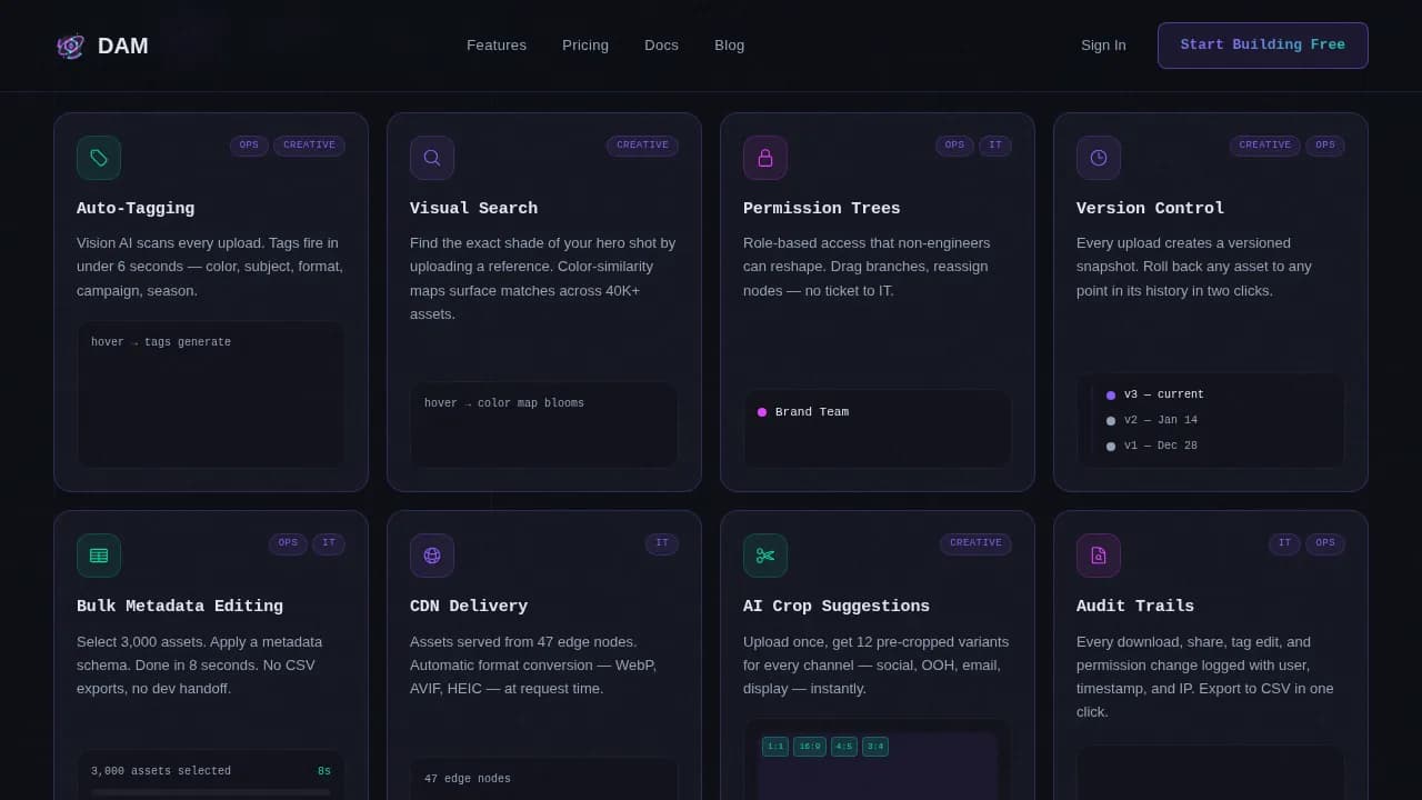 Vault — Intelligent Digital Asset Management Landing Page Template