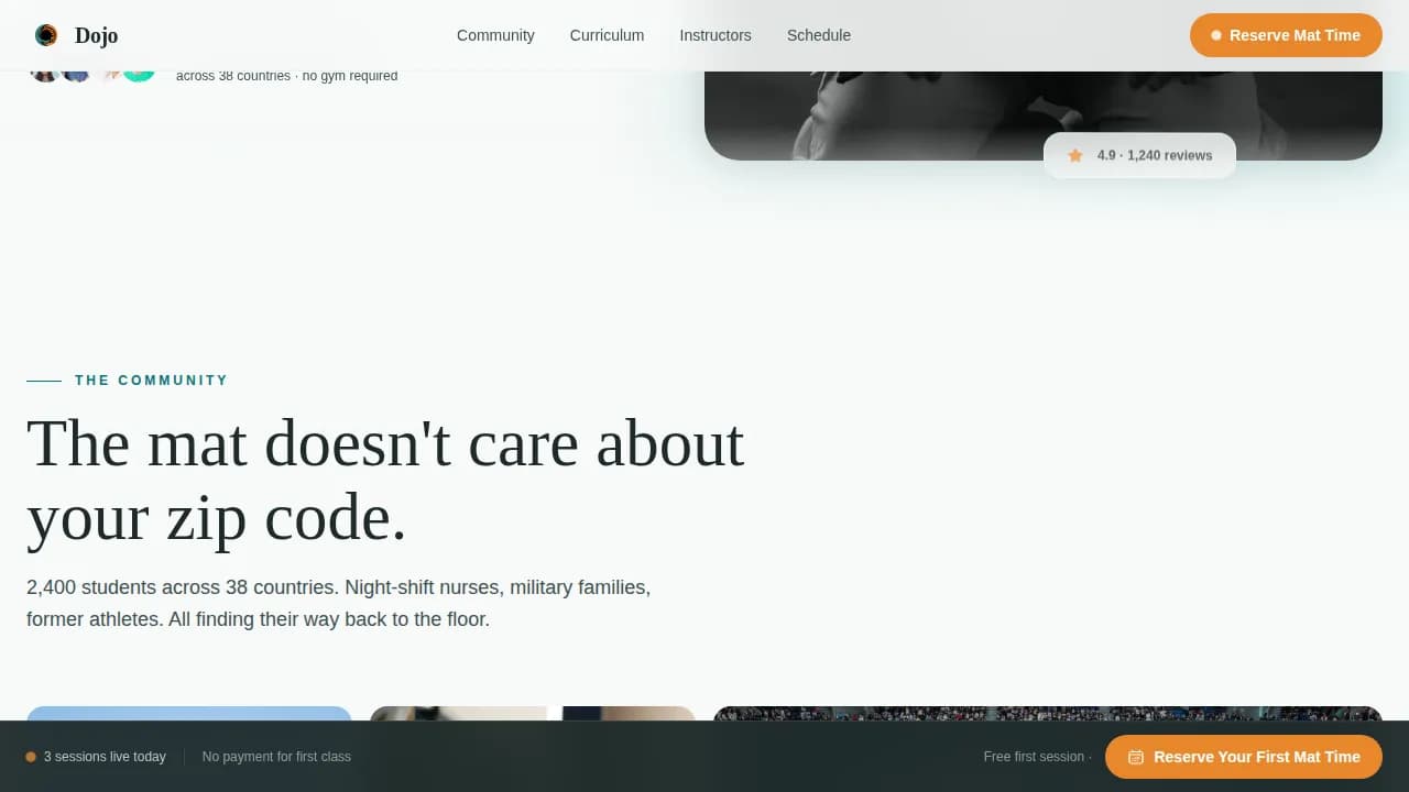 Dojo — Expert Martial Arts Online Training Landing Page Template