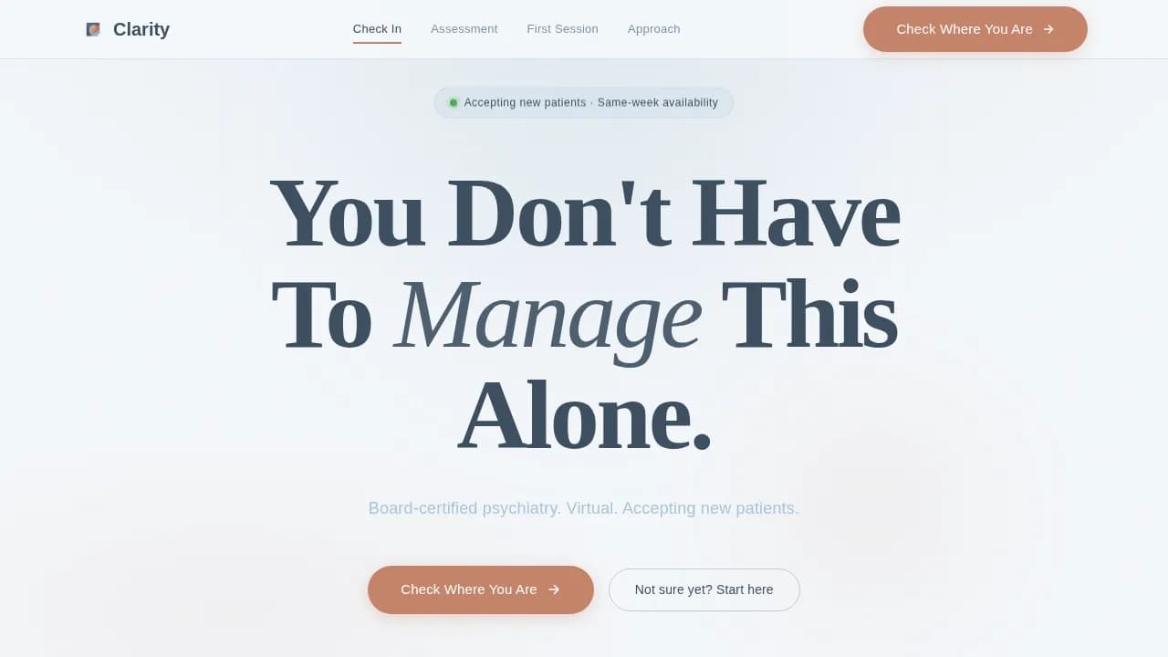 Mindwell — Expert Psychiatry Telehealth Booking Landing Page Template