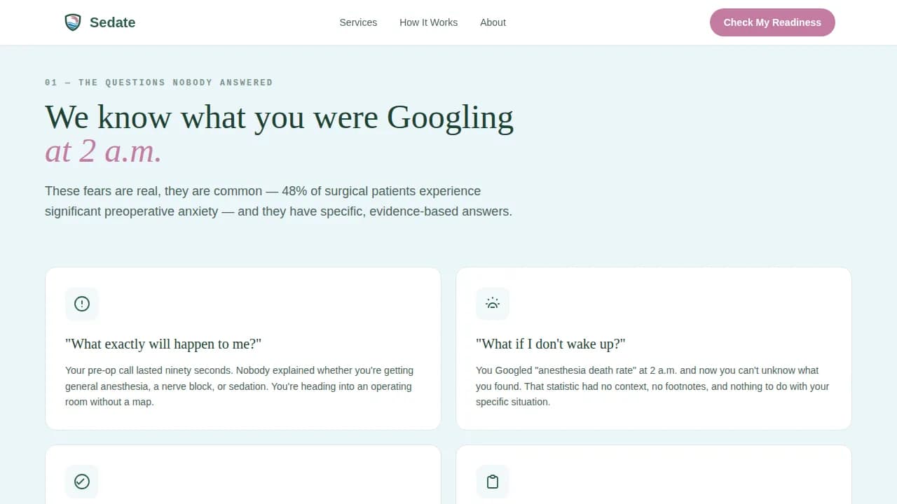 Prepare — Professional Anesthesia Telemedicine Consultation Landing Page Template