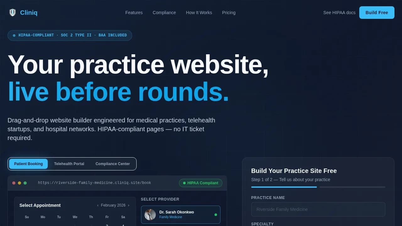Cliniq - HIPAA-Ready Healthcare Website Builder Landing Page Template