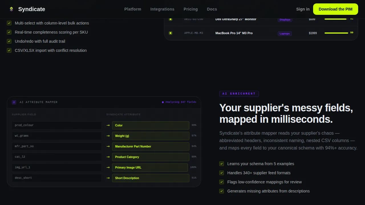Syndicate - Unified PIM Data Command Landing Page Template