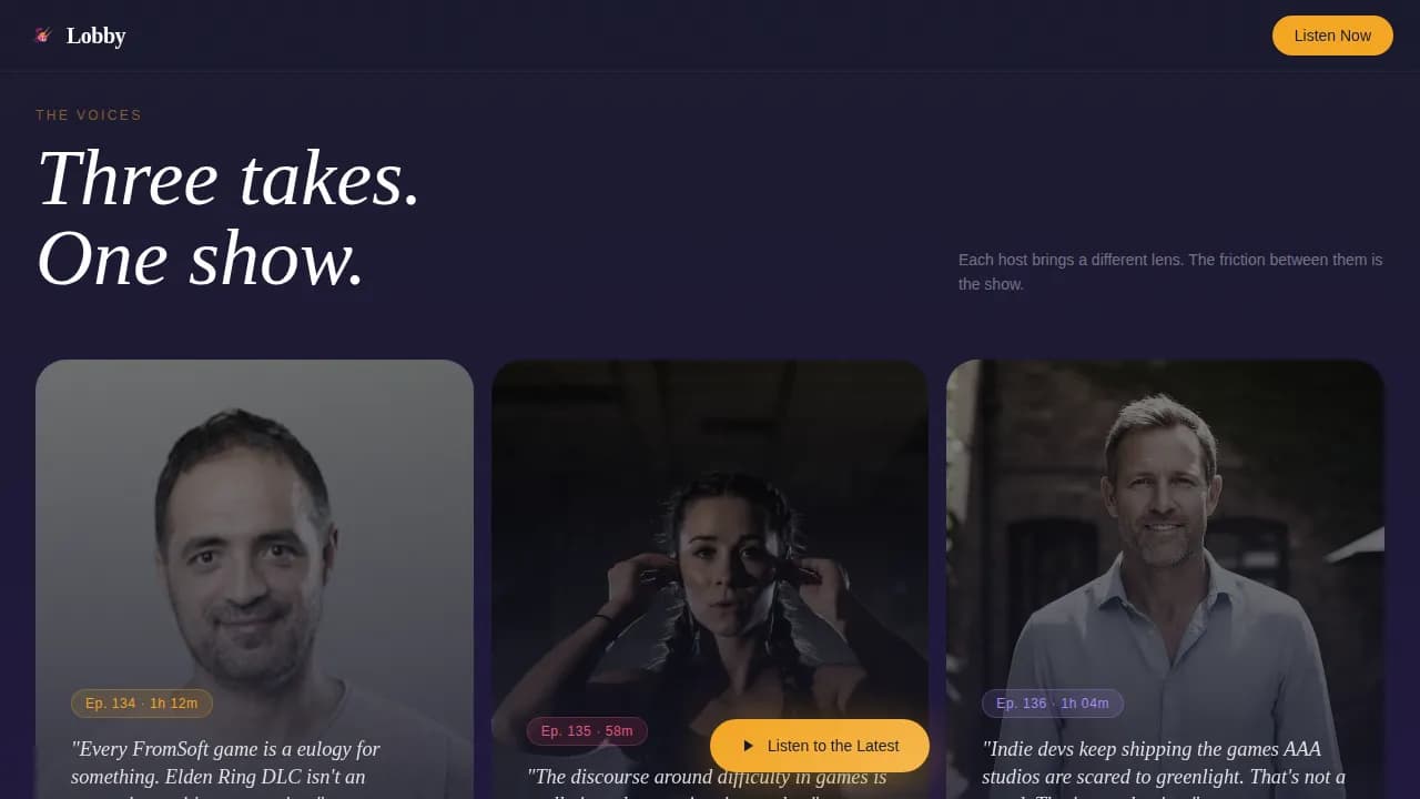 Atrium — Premium Gaming Podcast Landing Page Template