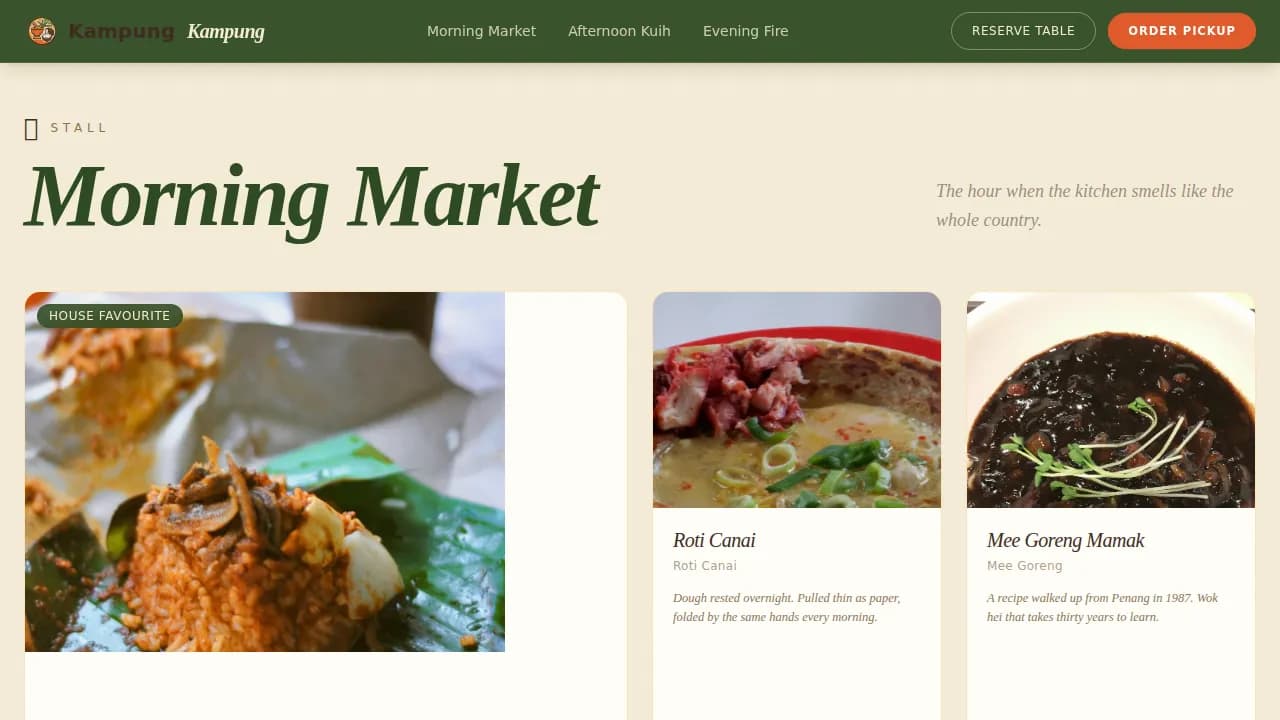 Heritage — Premier Malaysian Dining Landing Page Template