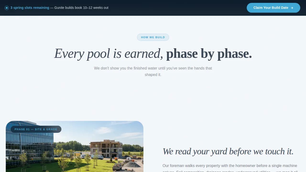 Current — Seasonal Pool Construction Landing Page Template