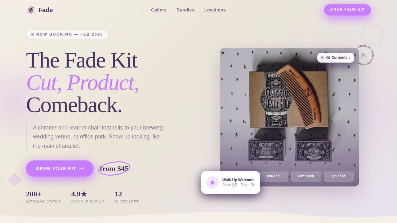 Clipper — Expert Barbershop Booking Landing Page Template