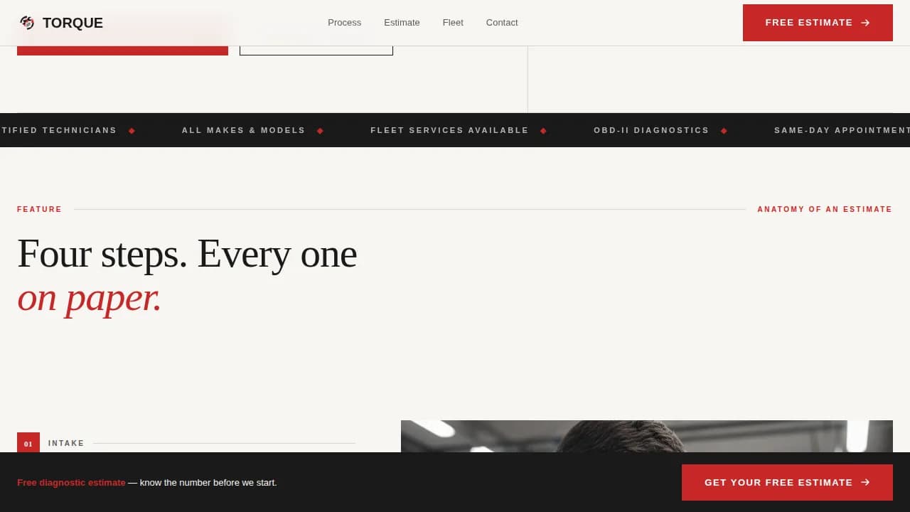 Throttle — Honest Mechanic Estimates Landing Page Template