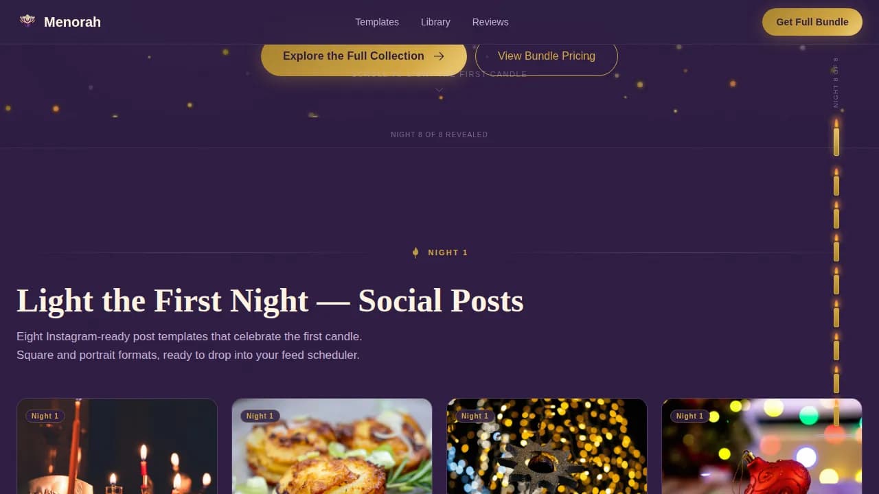 Radiance — Seasonal Hanukkah Campaigns Landing Page Template