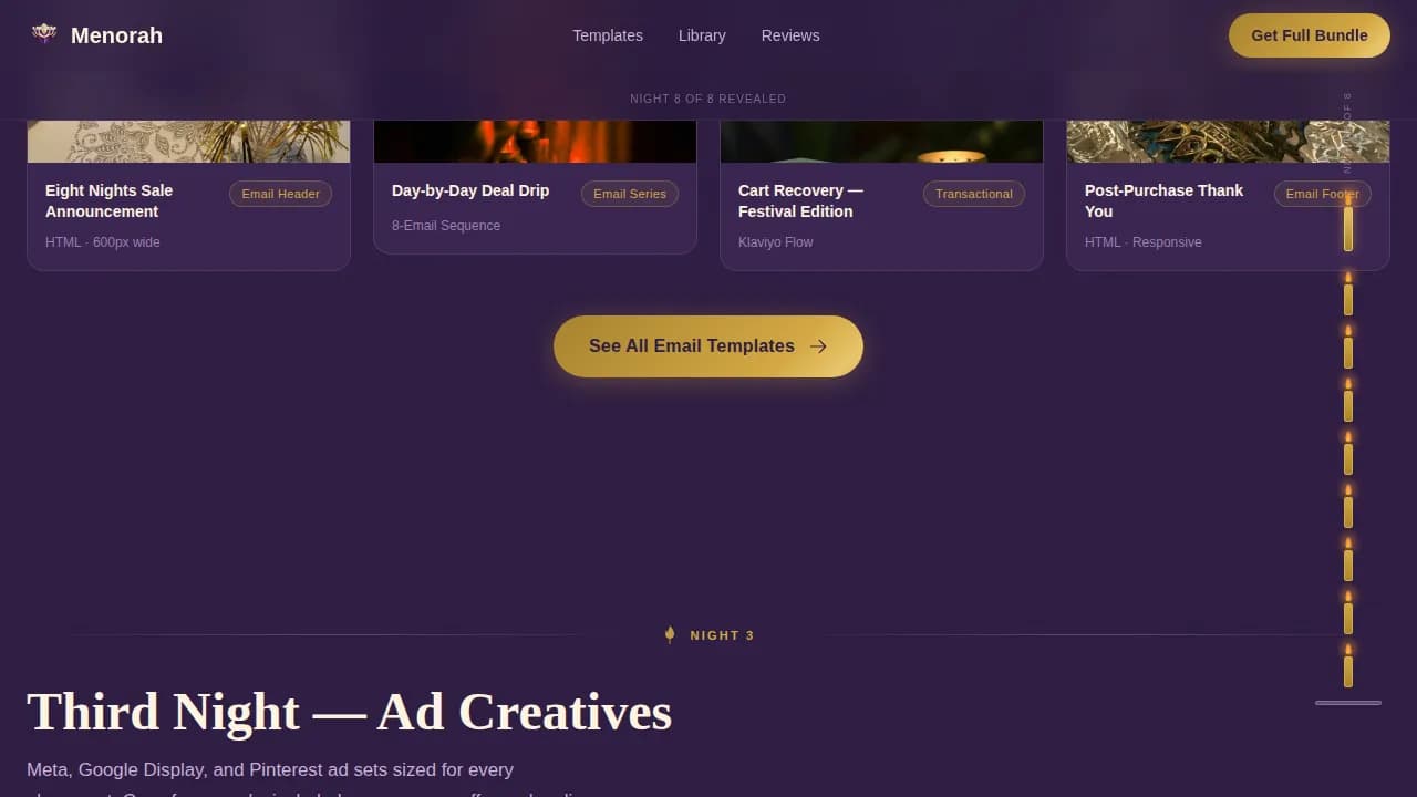Radiance — Seasonal Hanukkah Campaigns Landing Page Template