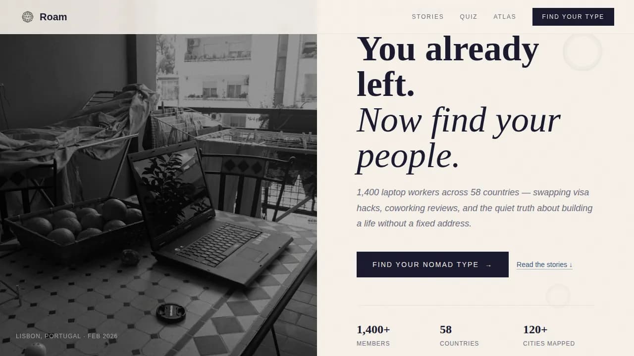 Journey — Nomadic Lifestyle Guide Landing Page Template