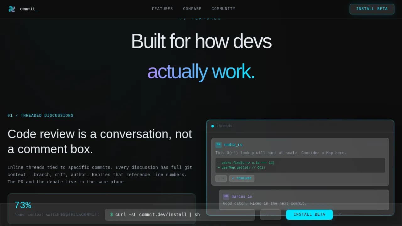 Unite — Developer Collaboration Platform Landing Page Template